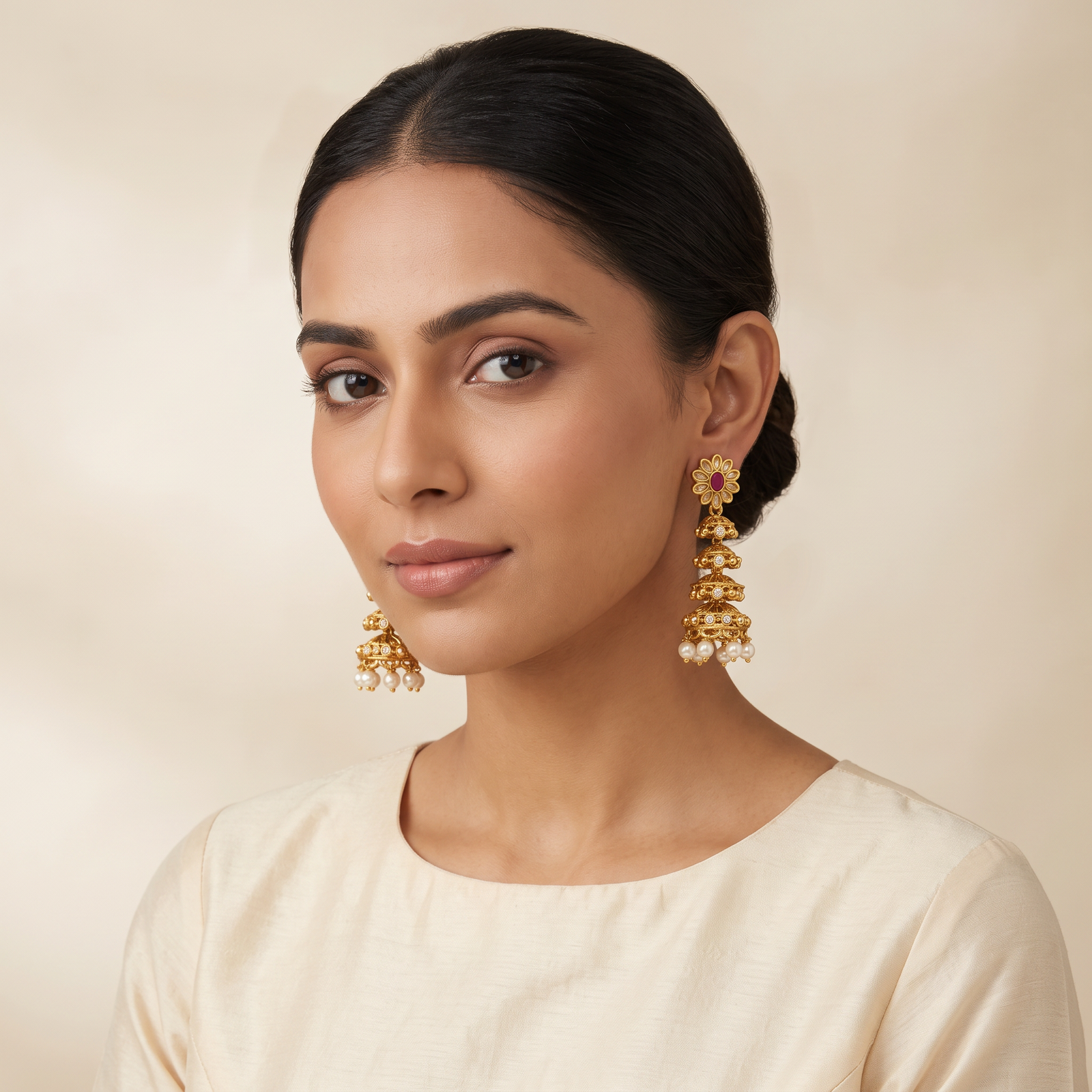 American Diamond Stone Jhumka - Image 2