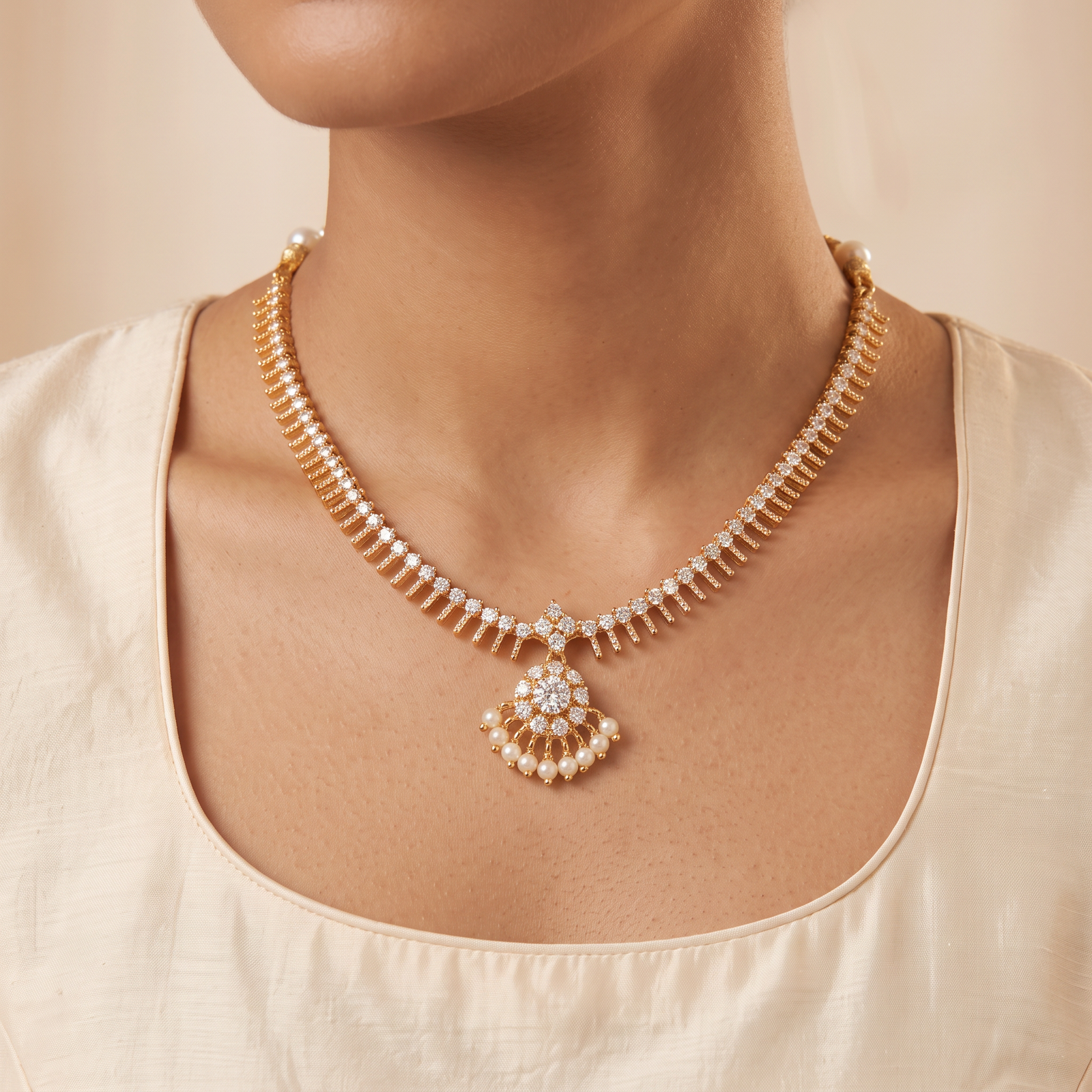 AD Minimal Necklace Gold Metal, Backside-Rope & chain - Image 3