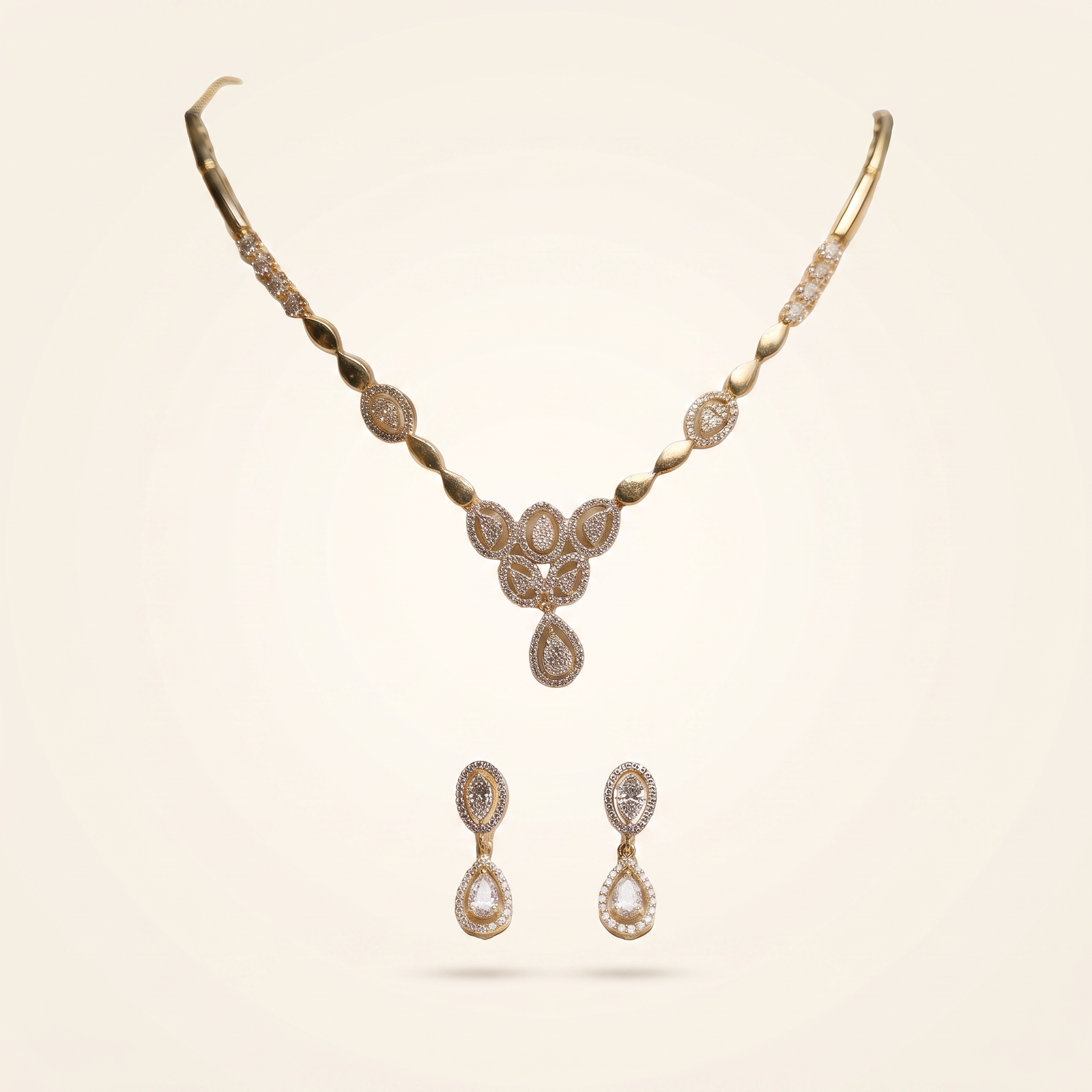 American Diamond Art Polished Minimal Necklace & Earrings Set - Image 5