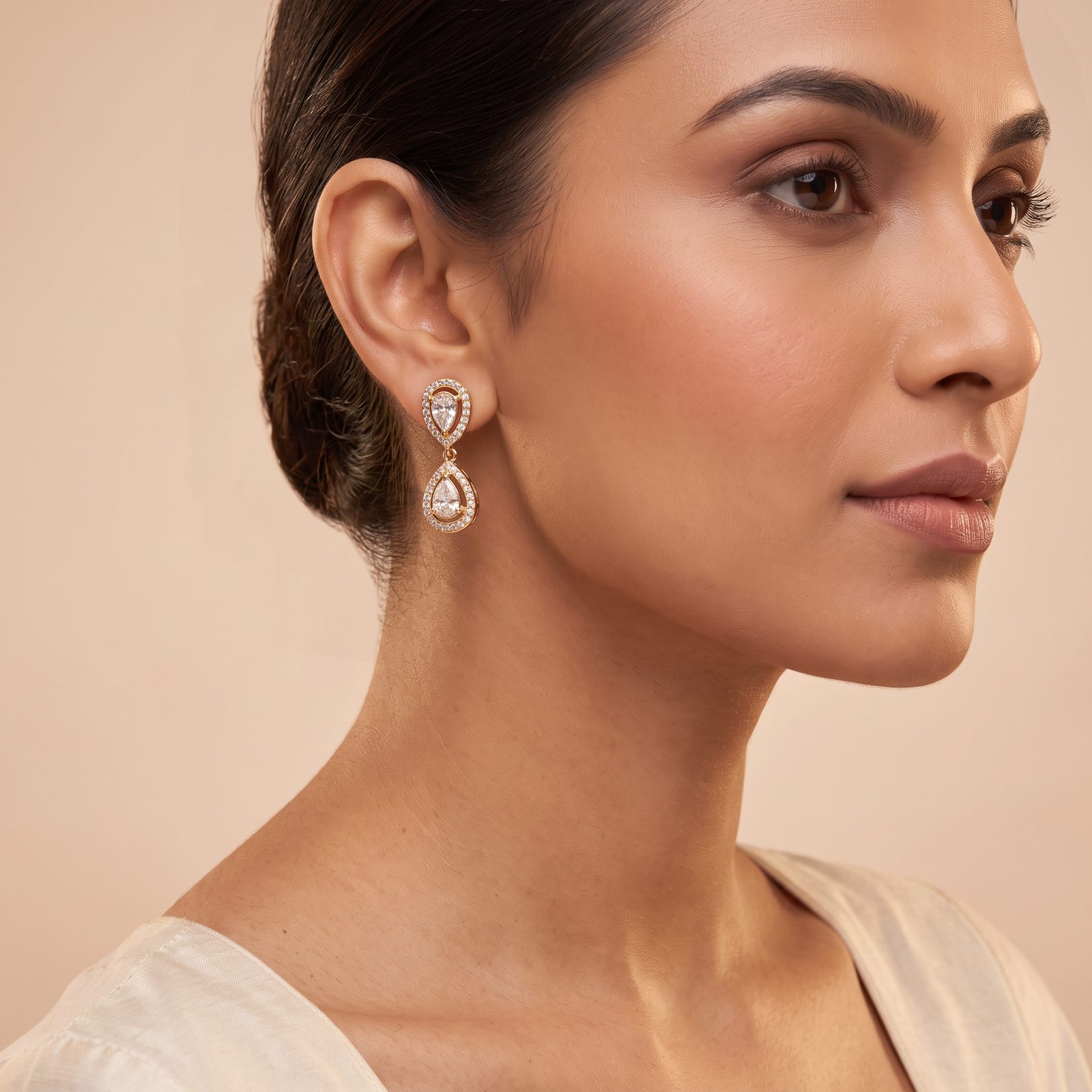 American Diamond Art Polished Minimal Necklace & Earrings Set - Image 4